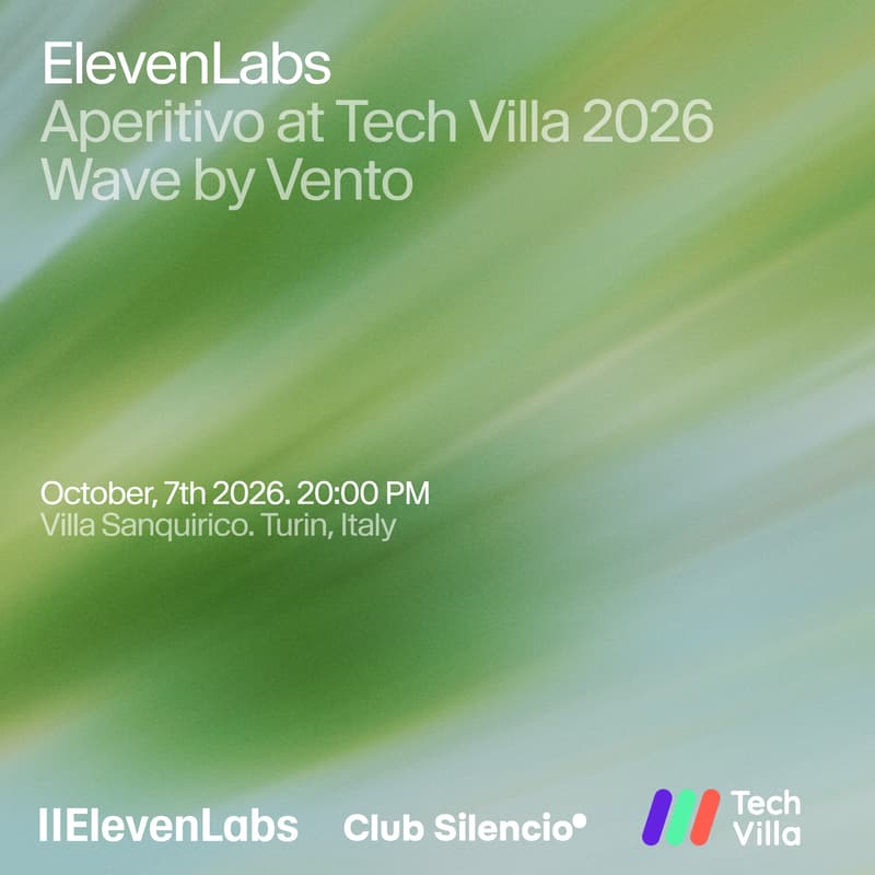 Cover Image for ElevenLabs Aperitivo at Tech Villa 2026 | Wave by Vento