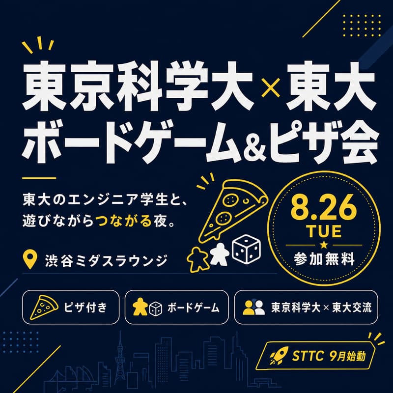 Cover Image for 東京科学大 × 東大 ボードゲーム&ピザ会 🍕🎲