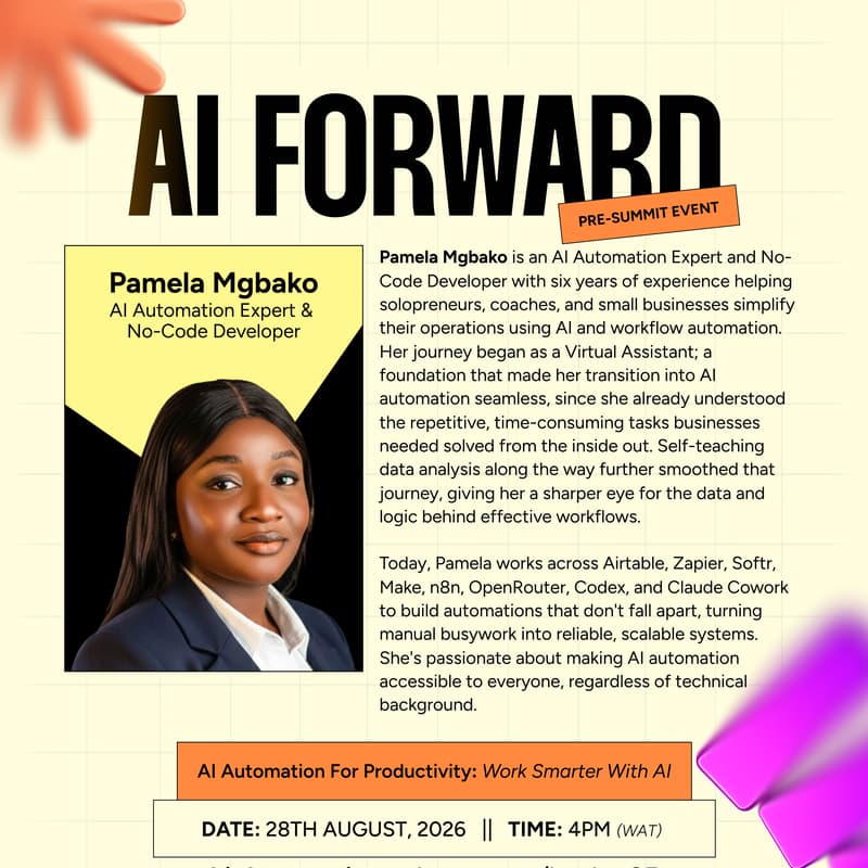 Cover Image for AI Automation for Productivity: Work Smarter with AI - Pre Summit Webinar (Day 2)