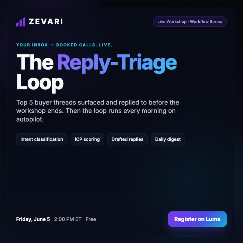 Cover Image for The Reply-Triage Loop: Turn Your LinkedIn Inbox Into Booked Calls (Live Workshop)