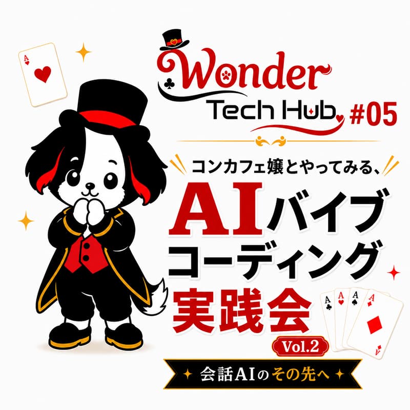 Cover Image for Wonder Tech Hub #05〜コンカフェ嬢とやってみる、AIバイブコーディング実践会 Vol.2〜
