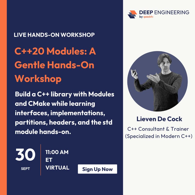 Cover Image for C++20 Modules: A Gentle Hands-On Workshop