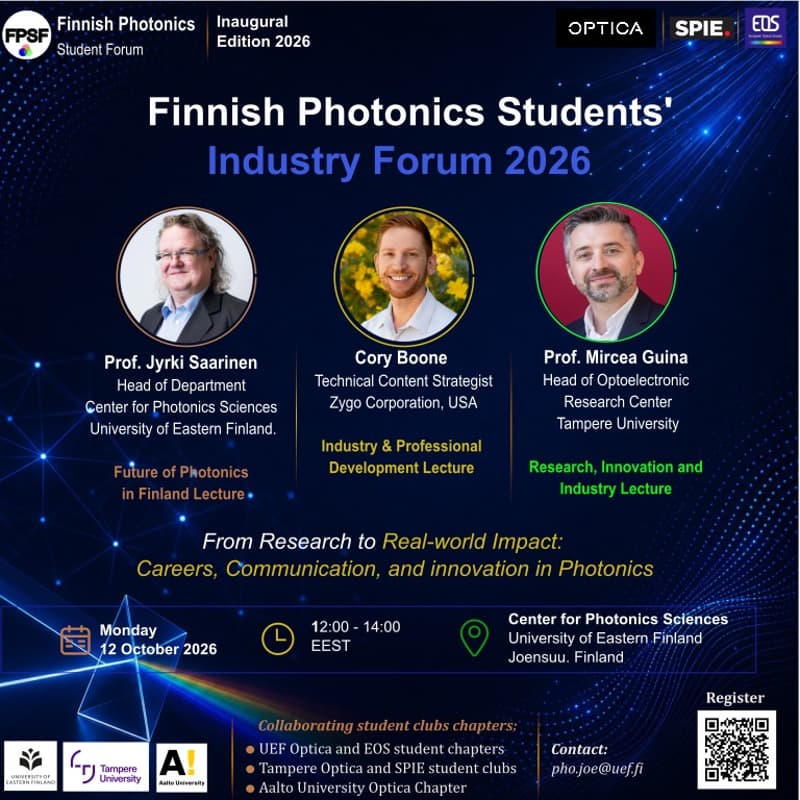 Cover Image for Finnish Photonics Student Industry Forum 2026
