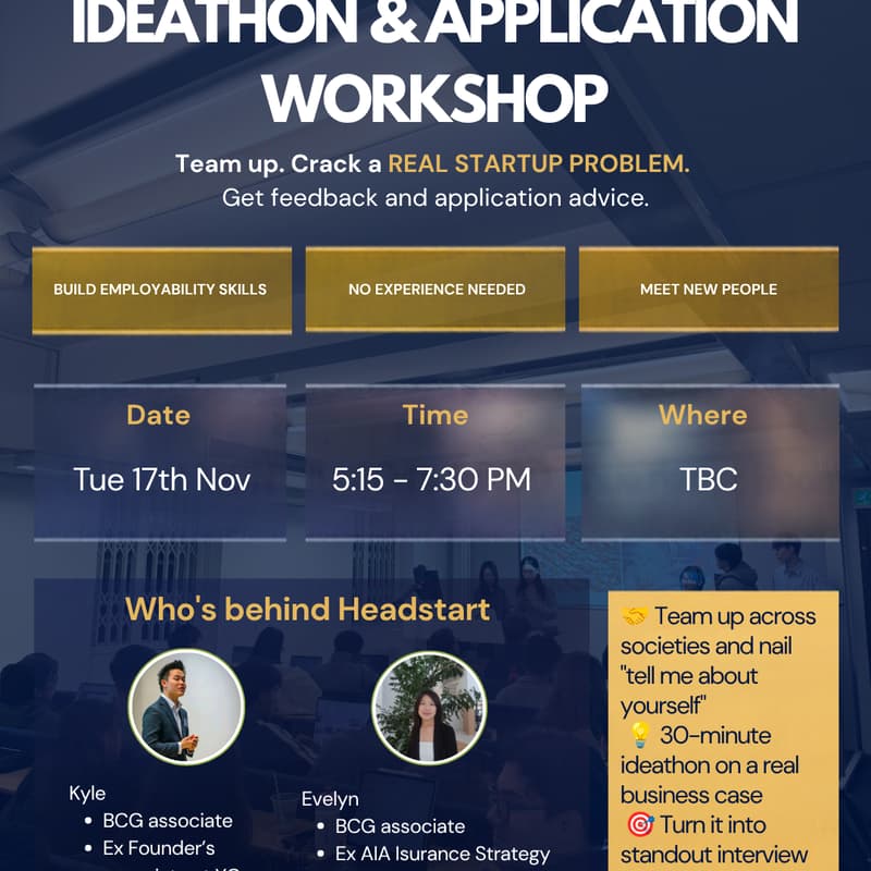 Cover Image for Ideathon & Application Workshop: NTU Campus x Headstart