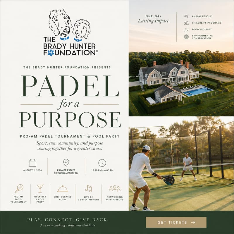 Cover Image for Hamptons Luxury Pool Party & Celebrity Pro-Am Padel Tournament | 🐾 PADEL FOR A PURPOSE