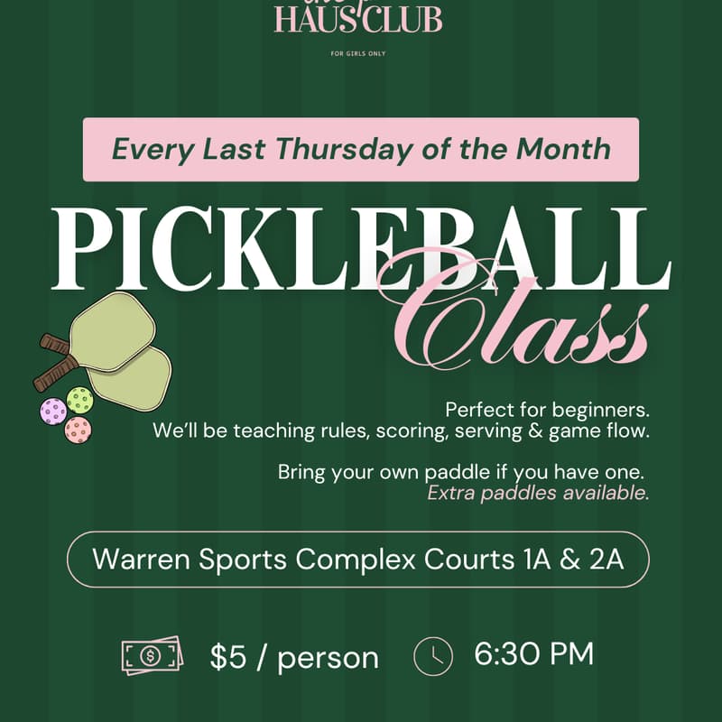 Cover Image for Pickleball Class -The Pink Haus Club ft Coach Dino