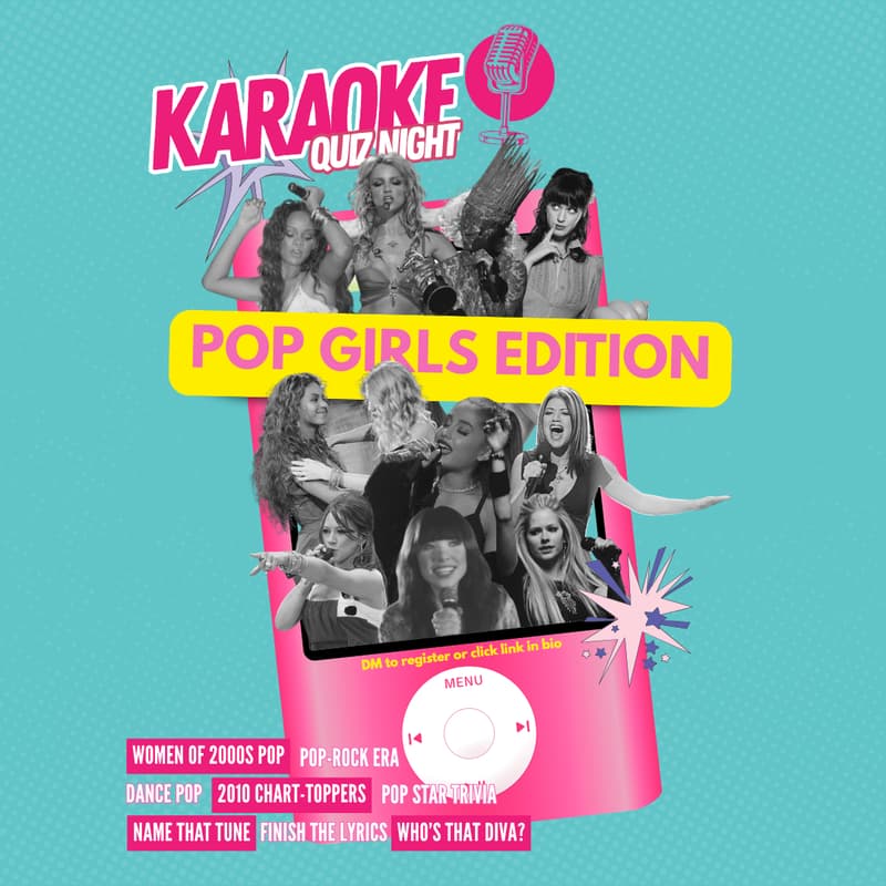 Cover Image for Karaoke Quiz Night: Pop Girls Edition 🎤✨ (Saturday, August 22 | 7PM)