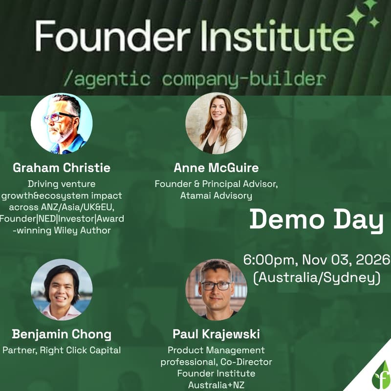 Cover Image for Demo Day Founder Institute Australia portfolio showcase