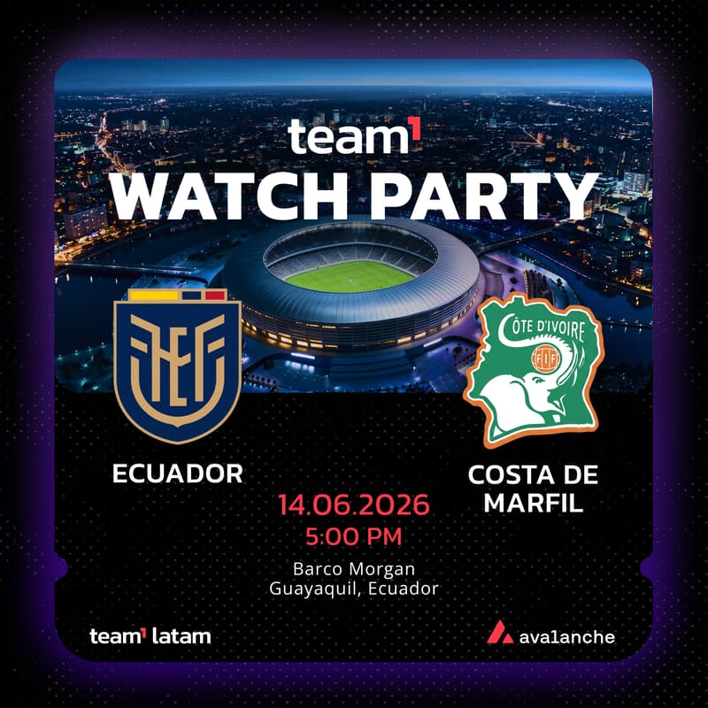 Cover Image for Team1 Watch Party 🔺 Ecuador vs Costa de Marfil