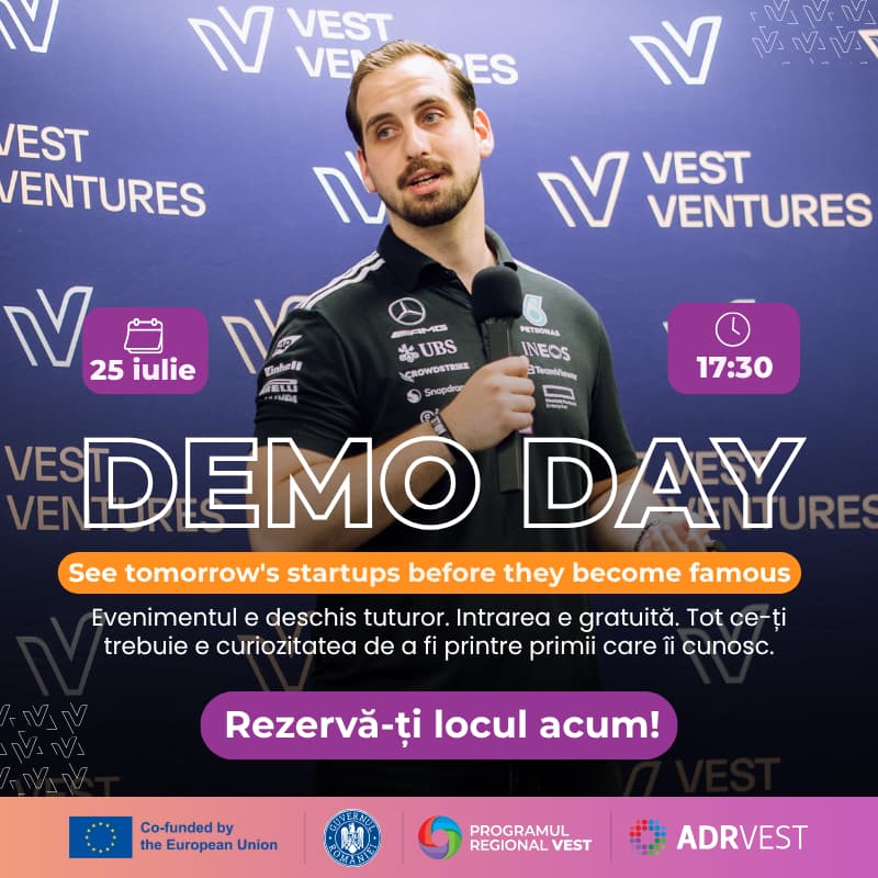 Cover Image for Demo Day Cohorta 2. Programul de Pre-Accelerare Vest Ventures 🚀