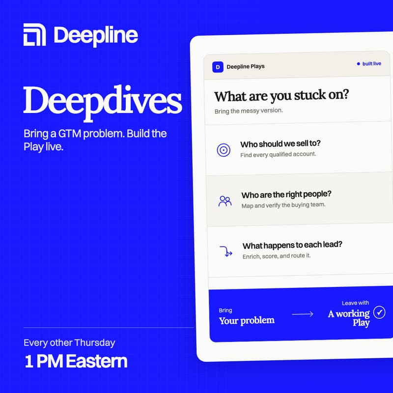 Cover Image for Deepline Deepdives - GTM + AI Office Hours