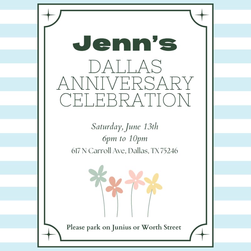 Cover Image for Jenn’s 1 Year Dallas Anniversary Party