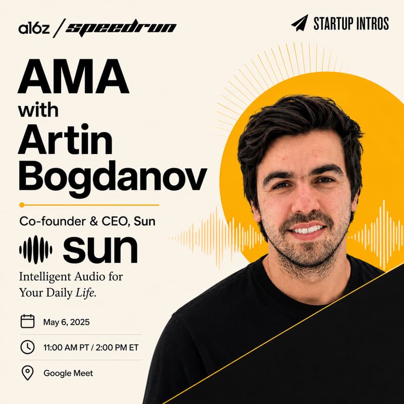 Cover Image for a16z Speedrun AMA with SUN & Startup Intros