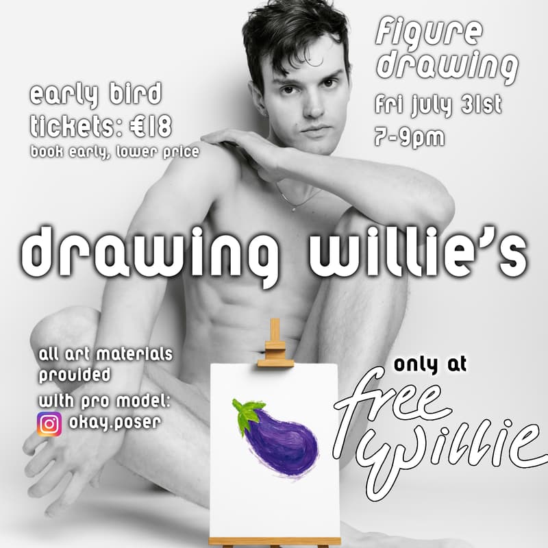 Cover Image for Free Willie Nude drawing event - July 31st 19:00 🏳️‍🌈[World Pride Edition!]