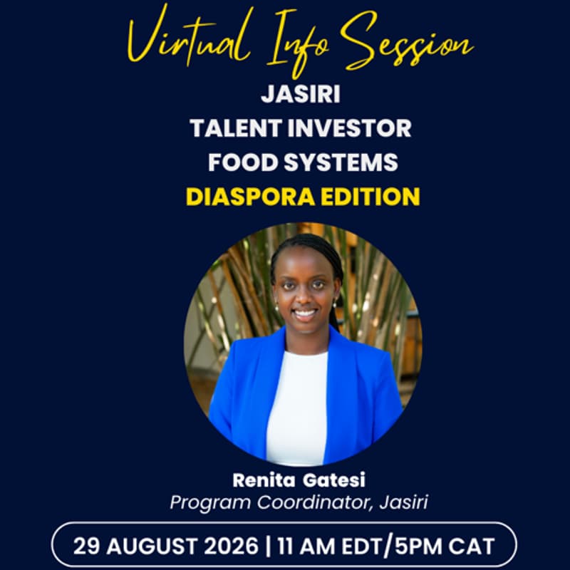Cover Image for Jasiri Talent Investor Cohort 9 Info Session - Diaspora Edition