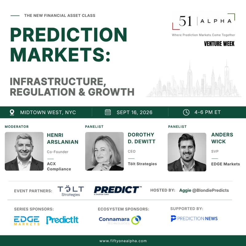 Cover Image for Prediction Markets: Infrastructure, Regulation & Growth | Sept 16th 4-6pm NYC