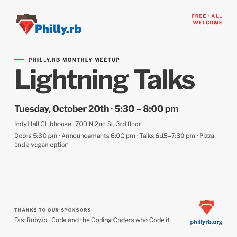 Cover Image for Philly.rb Lightning Talks