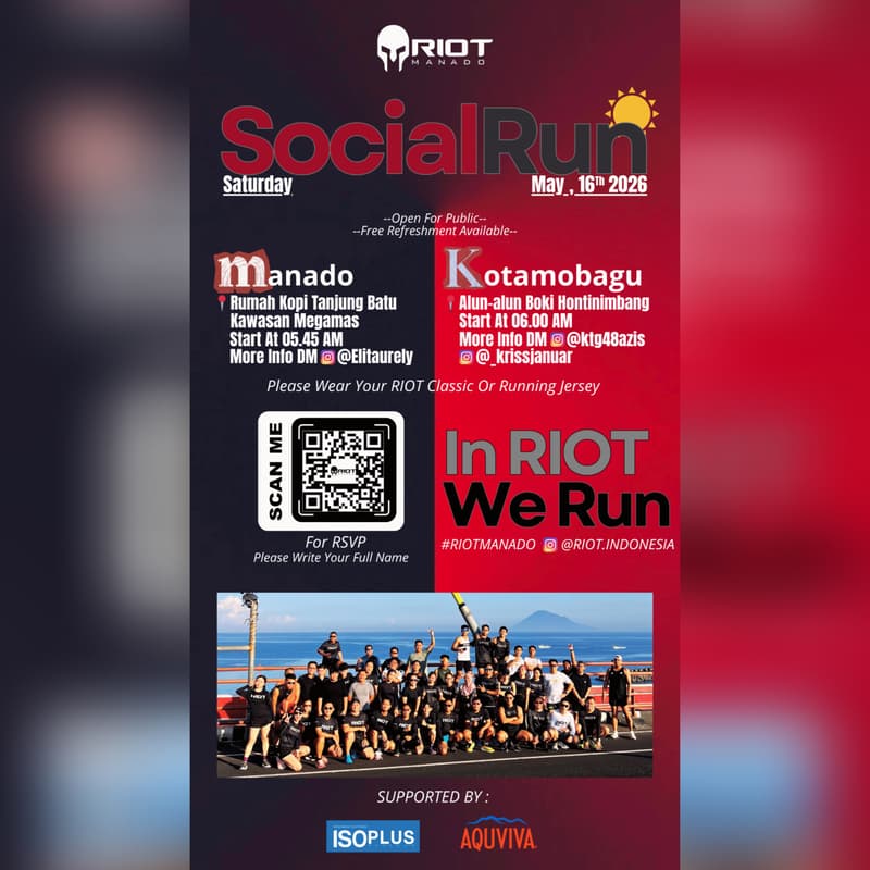 Move Member Riot SOCIAL RUN RIOT MANADO 16/05/2026 · Luma