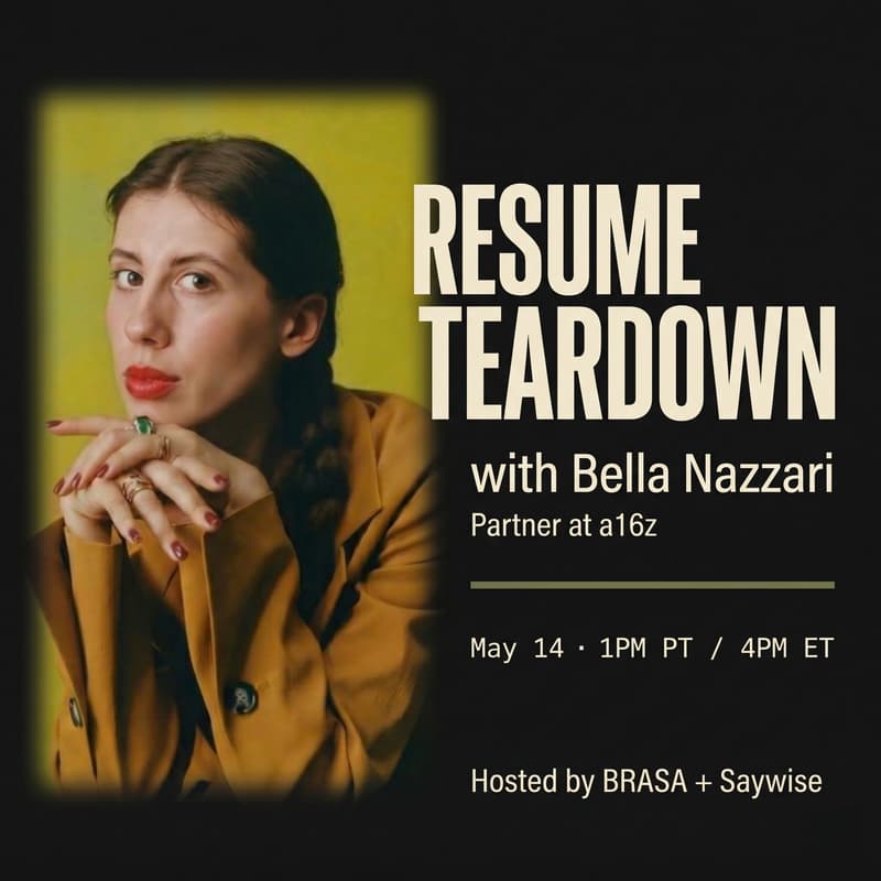 Cover Image for Live Resume Teardown with Bella Nazzari (a16z)