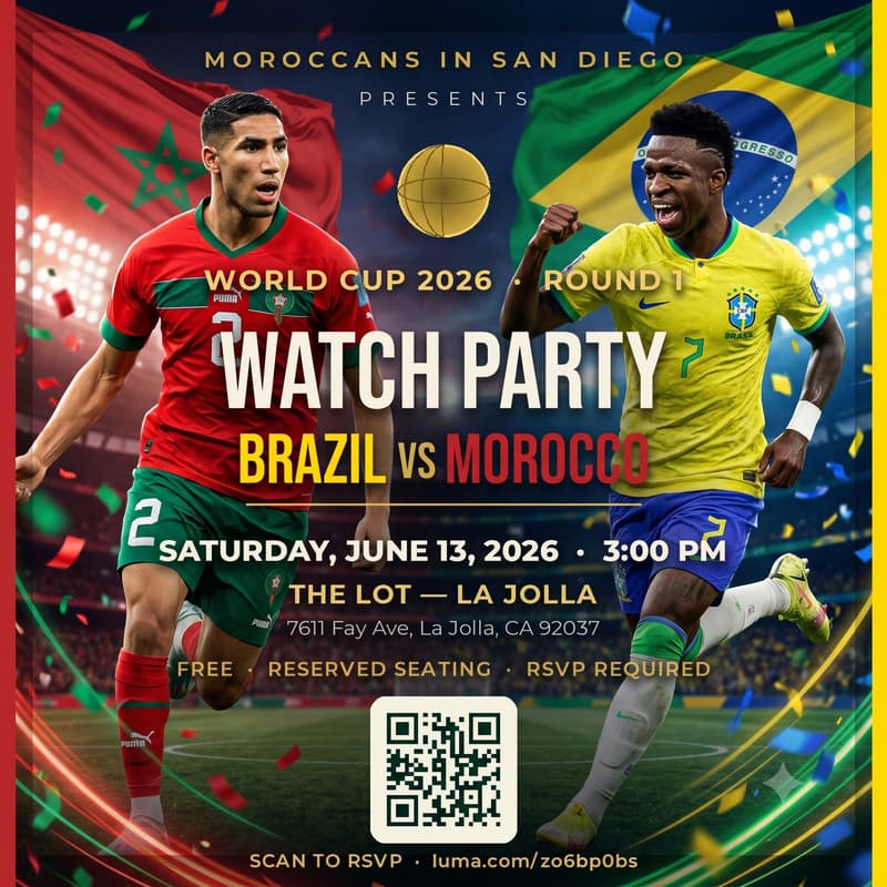 Cover Image for Morocco vs Brazil — World Cup Watch Party 🇲🇦