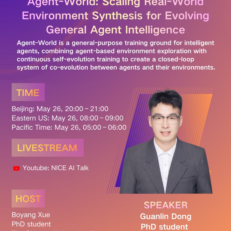 Cover Image for Agent-World: Scaling Real-World Environment Synthesis for Evolving General Agent Intelligence