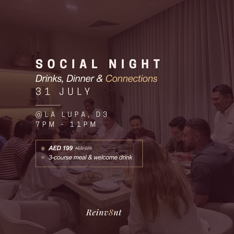 Cover Image for Social Night by REINV8NT - Drinks, Dinner & Connections