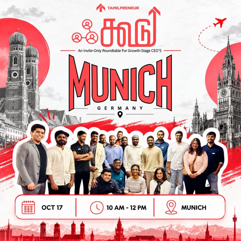 Cover Image for Tamilpreneur Koodu — An invite-only roundtable for growth-stage CEOs.