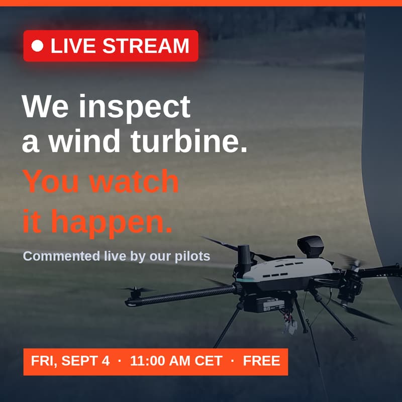 Cover Image for Live-Stream | Drone inspection of a wind turbine - with commentary