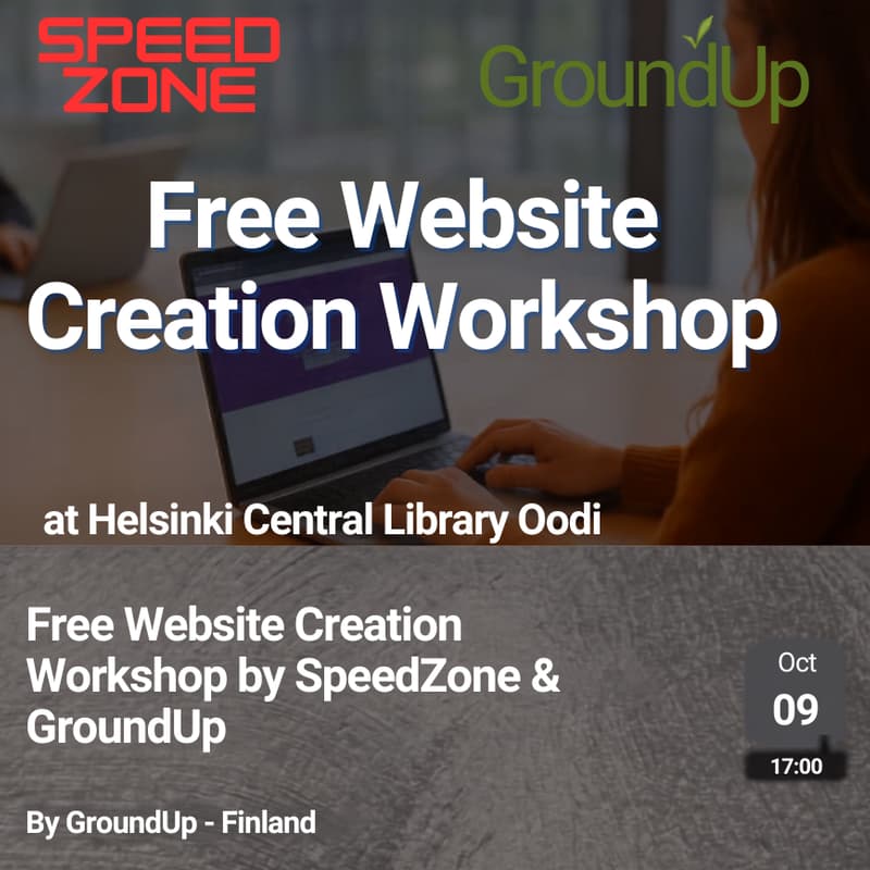 Cover Image for Free Website Creation Workshop by SpeedZone & GroundUp