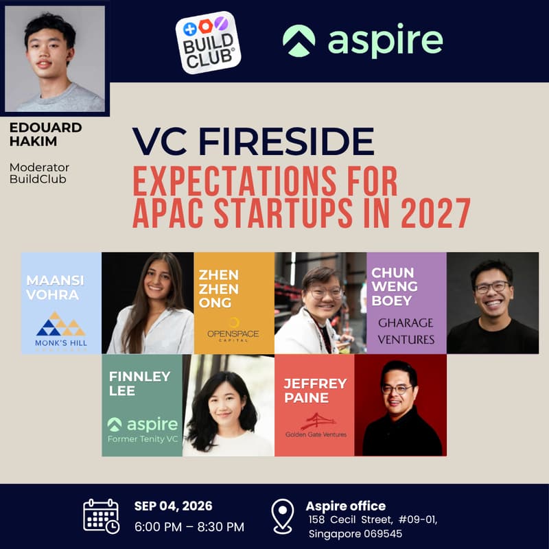 Cover Image for BuildClub x Aspire - VCs Fireside: VCs Expectation for APAC startups in 2027
