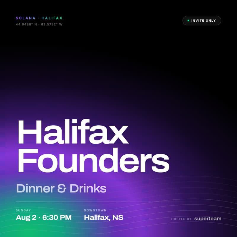 Cover Image for Solana Halifax - Founders Dinner & Drinks