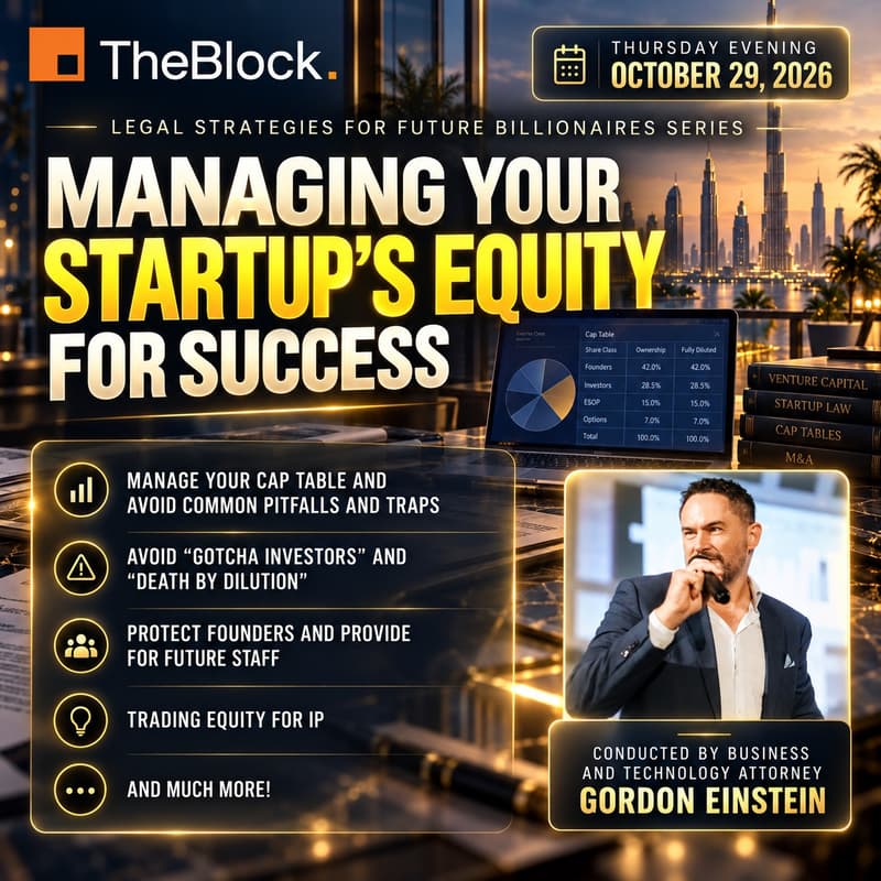 Cover Image for LEGAL STRATEGIES FOR FUTURE BILLIONAIRES WORKSHOP: Managing Your Startup's Equity For Success