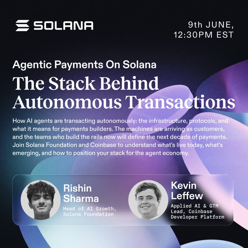 Cover Image for Webinar: Agentic Payments on Solana