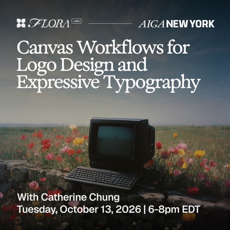 Cover Image for AIGA NY x FLORA Labs: Canvas Workflows for Logo Design and Expressive Typography