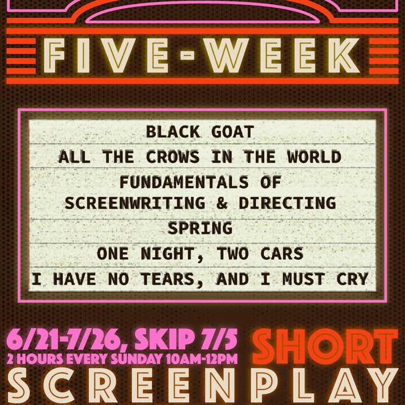 Cover Image for 5-Week Short Screenplay Workshop x Tangyi