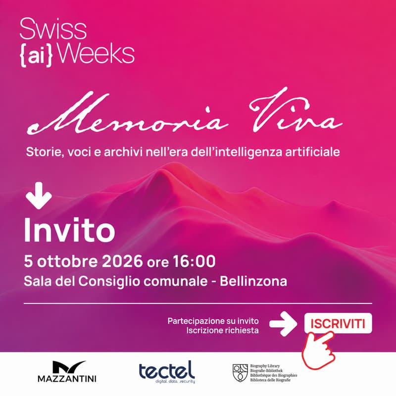 Cover Image for Swiss {ai} Weeks | Memoria Viva - Storie, voci e archivi nell'era dell'intelligenza artificiale