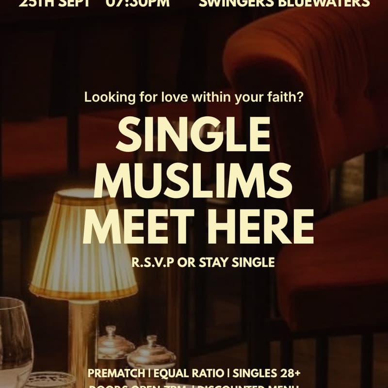 Cover Image for Only Muslim Dinner 28+| swingers, blue waters|25th Sept