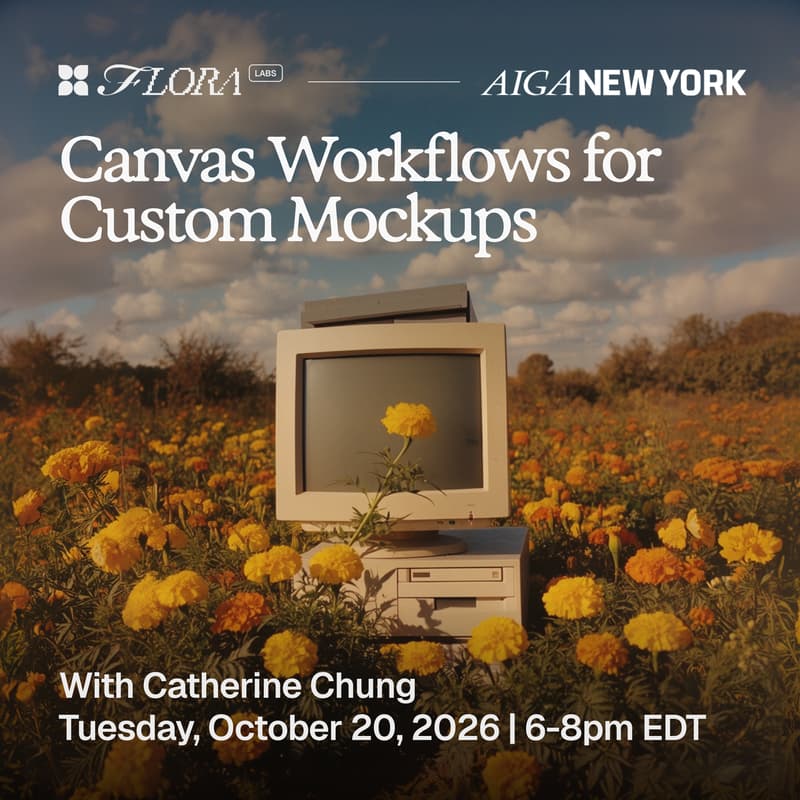 Cover Image for AIGA NY x FLORA Labs: Canvas Workflows for Custom Mockups