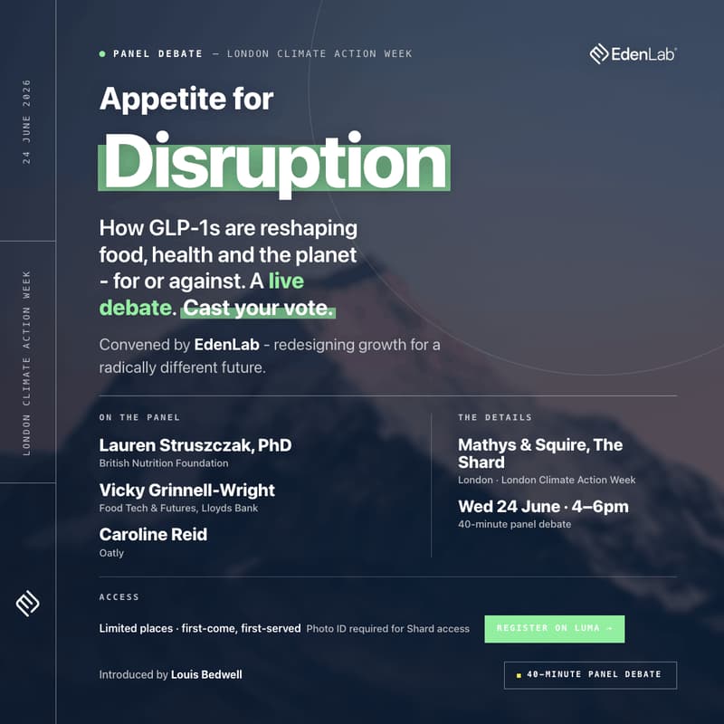 Cover Image for Appetite for Disruption - How GLP-1s are reshaping food, health and the planet - for or against. A live debate. Cast your vote.