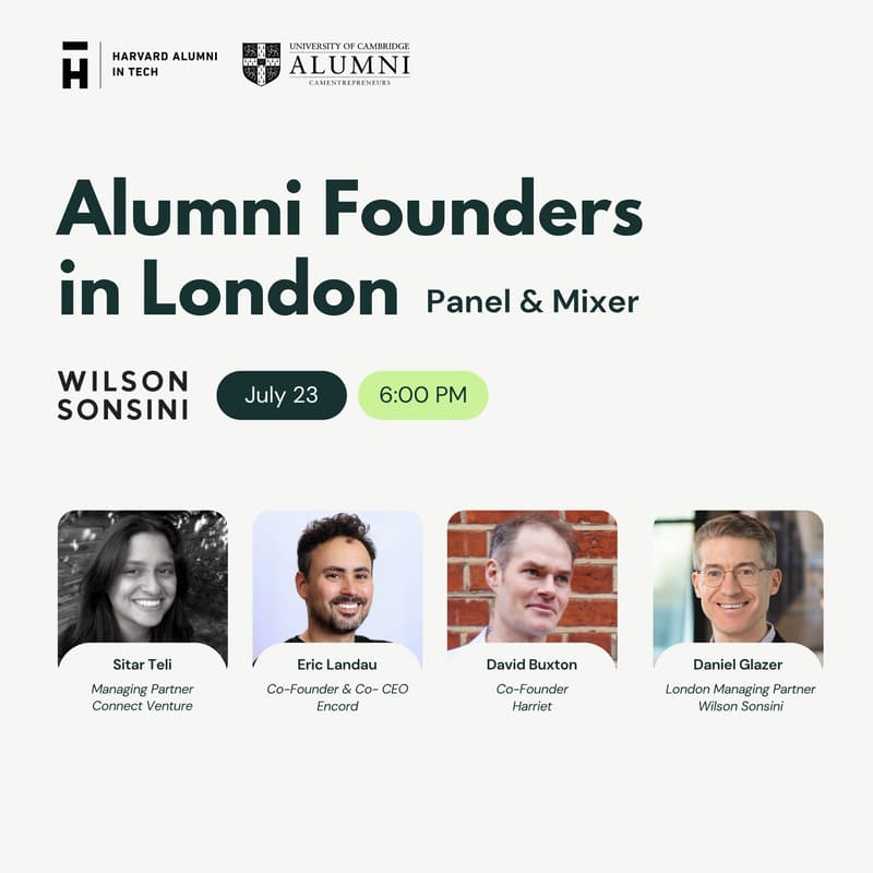 Cover Image for Harvard x MIT x Cambridge London Alumni Founders Panel and Summer Mixer