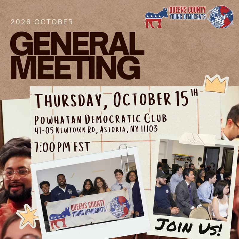 Cover Image for October General Body Meeting | Queens Young Democrats