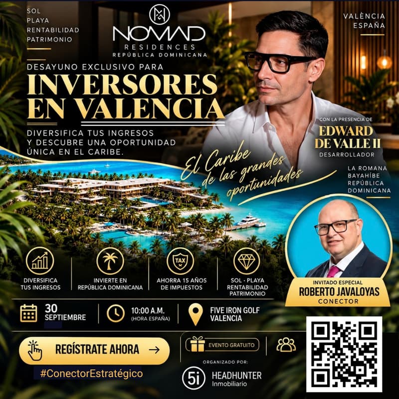 Cover Image for 30/09 👉 DESAYUNO EXCLUSIVO | OPORTUNIDAD DE INVERSIÓN EN REPÚBLICA DOMINICANA