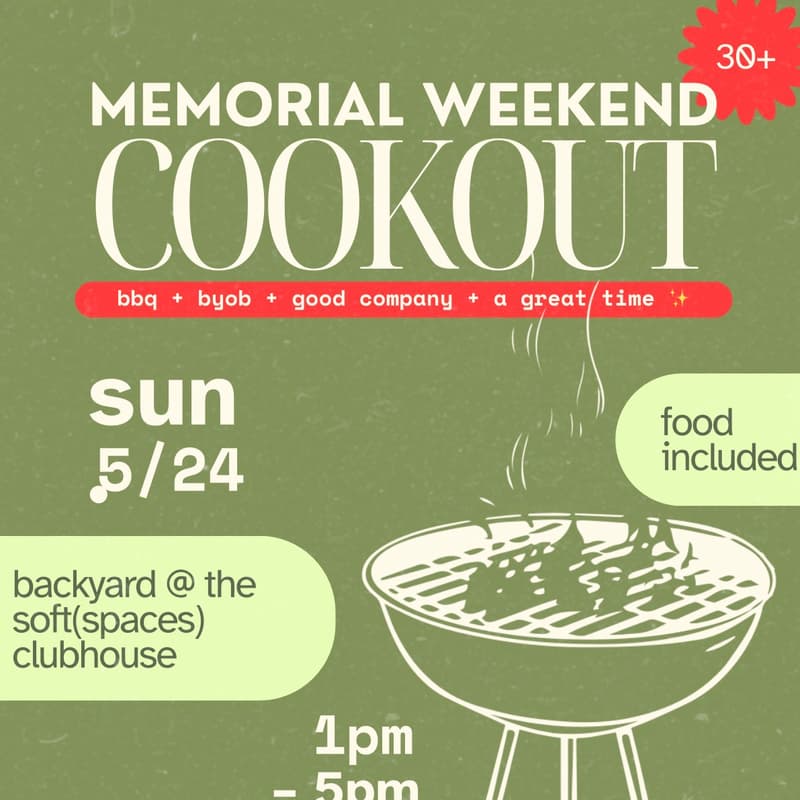 Cover Image for memorial weekend cookout (30+) ✨