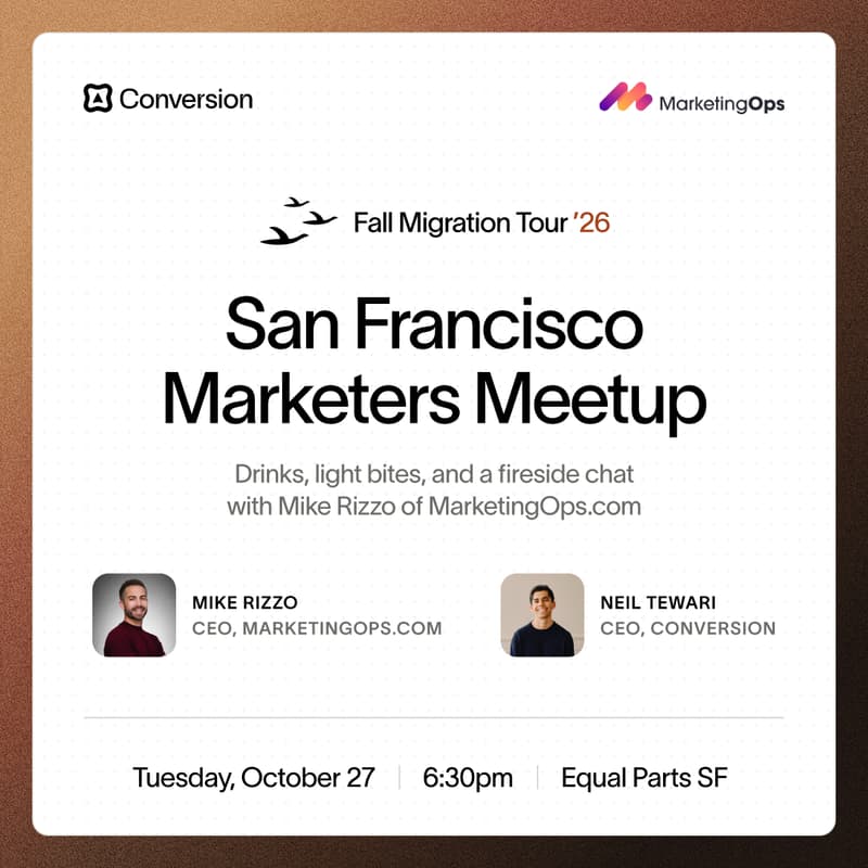 Cover Image for San Francisco Marketers Meetup: Happy Hour + Fireside with Mike Rizzo