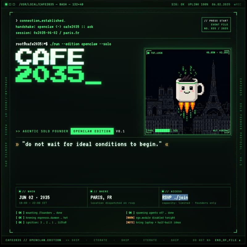 Cover Image for Cafe2035_ Agentic Solo Founder | OpenClaw Edition