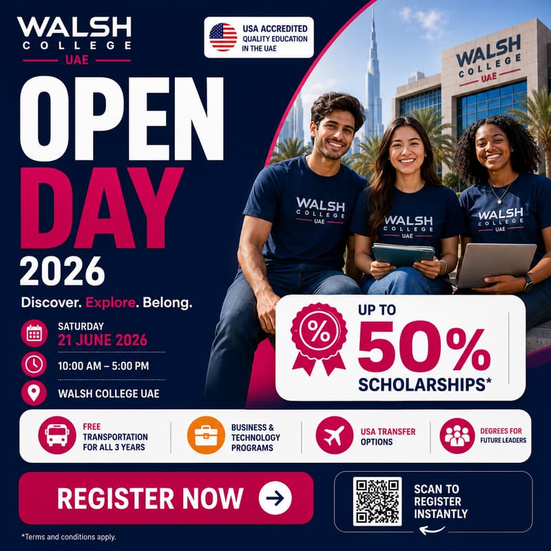 Cover Image for Walsh College UAE Admissions Day 21st June 2026