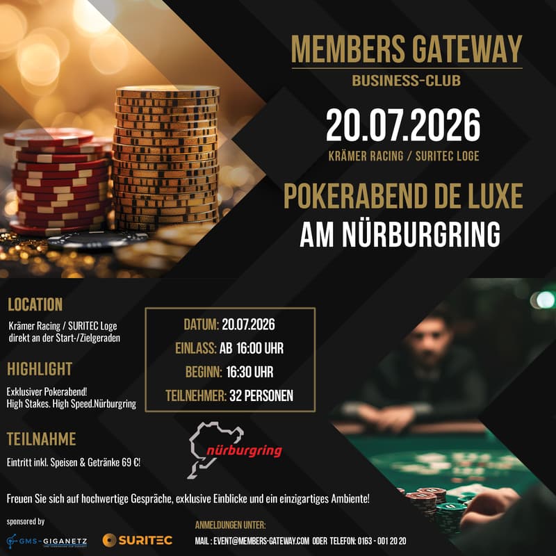 Cover Image for VIP Netzwerk Event "Pokerabend Deluxe" by MEMBERS GATEWAY