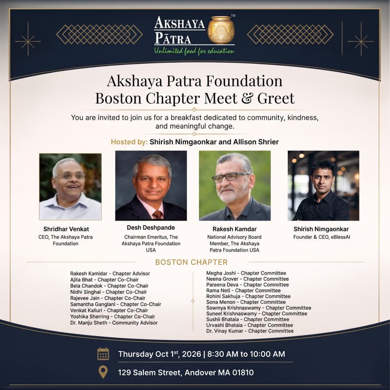 Cover Image for Akshaya Patra Foundation Boston Chapter Meet & Greet