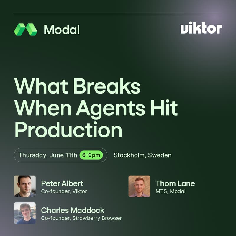 Cover Image for What Breaks When Agents Hit Production | Modal x Viktor