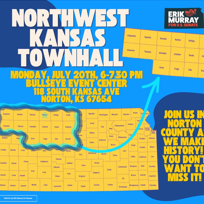 Cover Image for Northwest Kansas Townhall hosted by Erik Murray for U.S. Senate